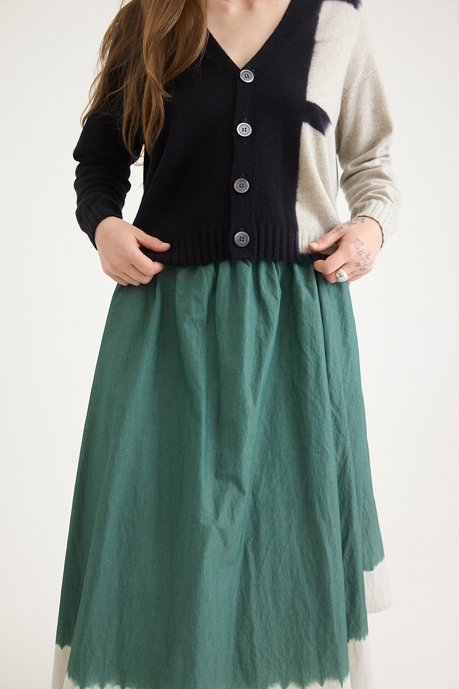 Suzusan - Cotton Nylon Flare Skirt
