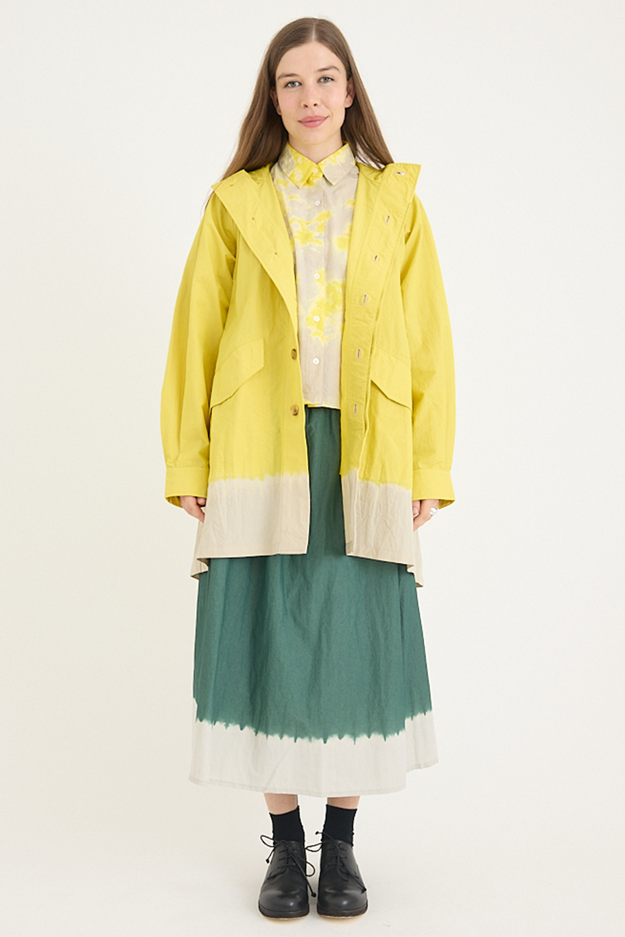 Suzusan - Cotton Nylon Hooded Long Coat - Sun Yellow