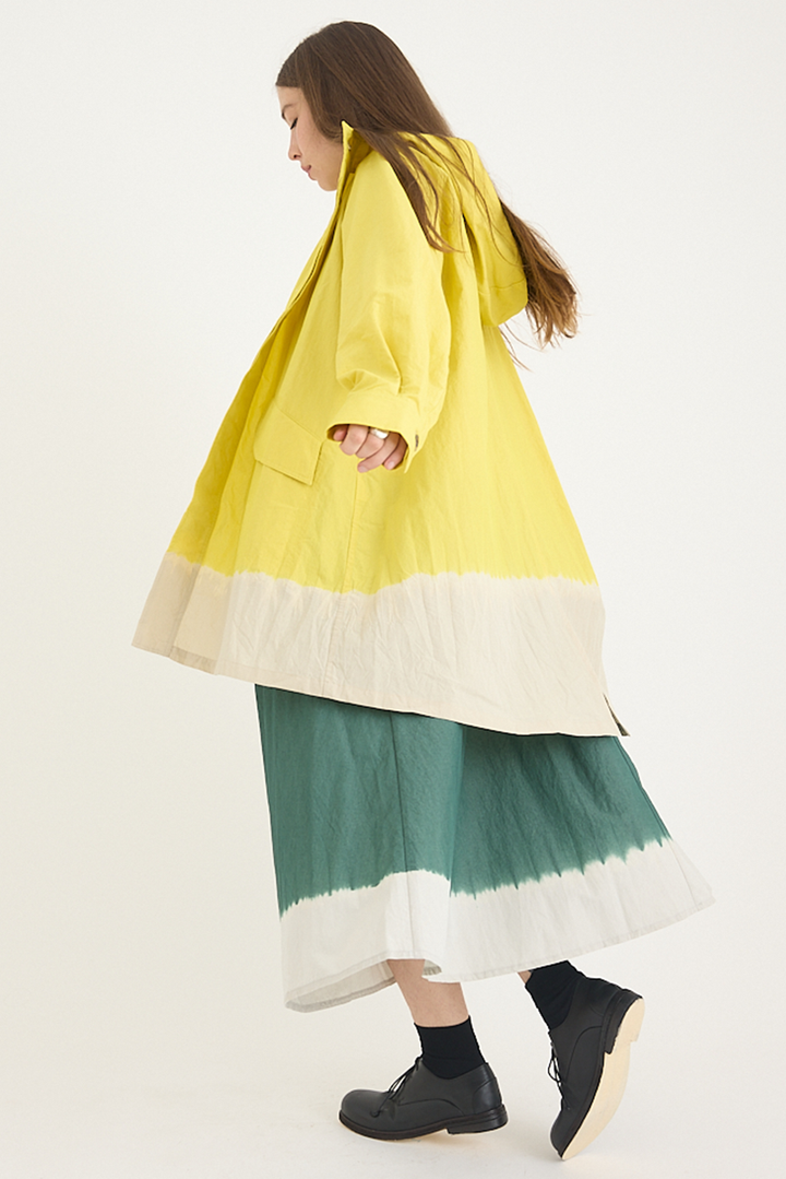 Suzusan - Cotton Nylon Hooded Long Coat - Sun Yellow