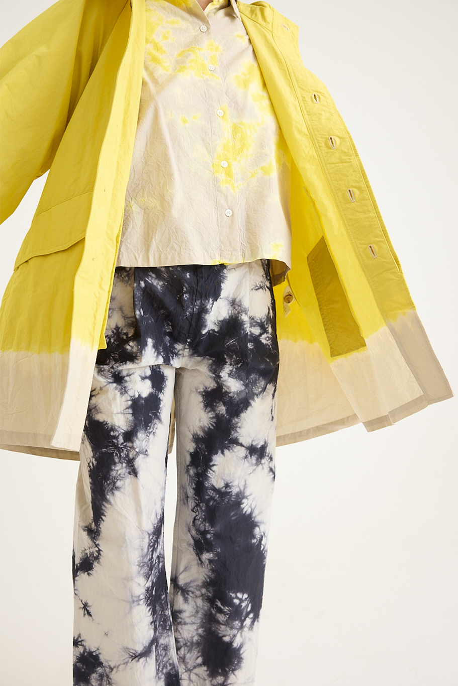 Suzusan - Cotton Nylon Hooded Long Coat - Sun Yellow