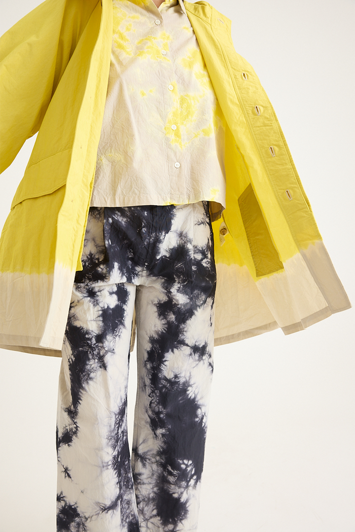 Suzusan - Cotton Nylon Hooded Long Coat - Sun Yellow