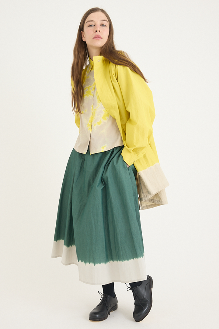 Suzusan - Cotton Nylon Hooded Long Coat - Sun Yellow