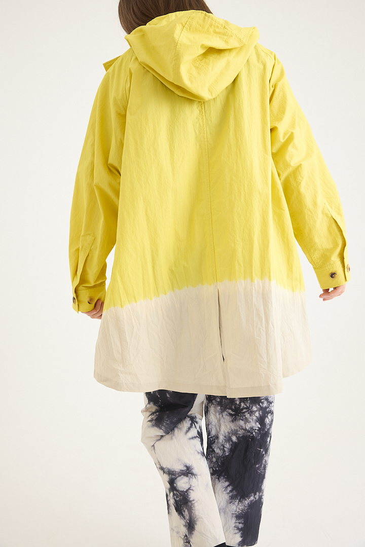 Suzusan - Cotton Nylon Hooded Long Coat - Sun Yellow