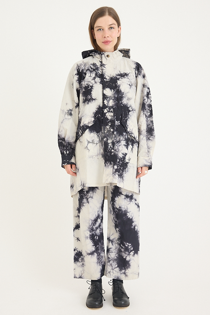 Suzusan - Cotton Nylon Hooded Long Coat