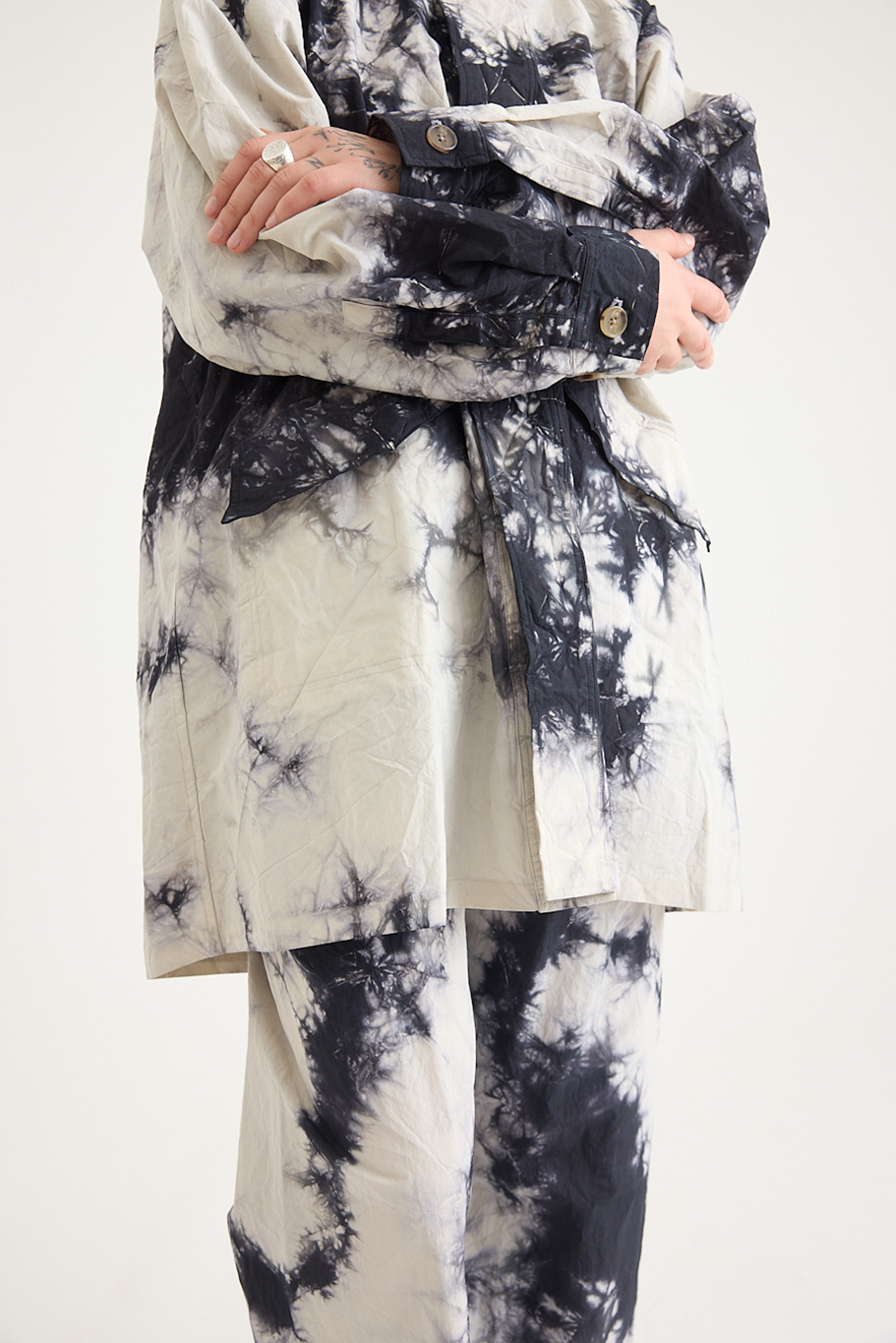Suzusan - Cotton Nylon Hooded Long Coat