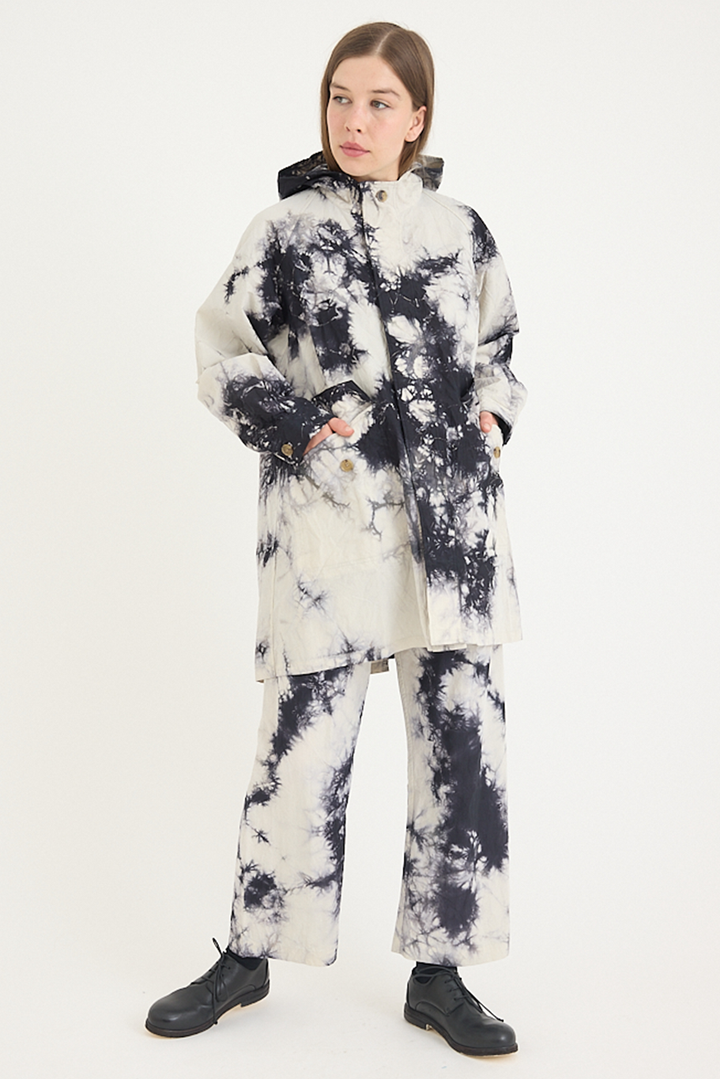 Suzusan - Cotton Nylon Hooded Long Coat