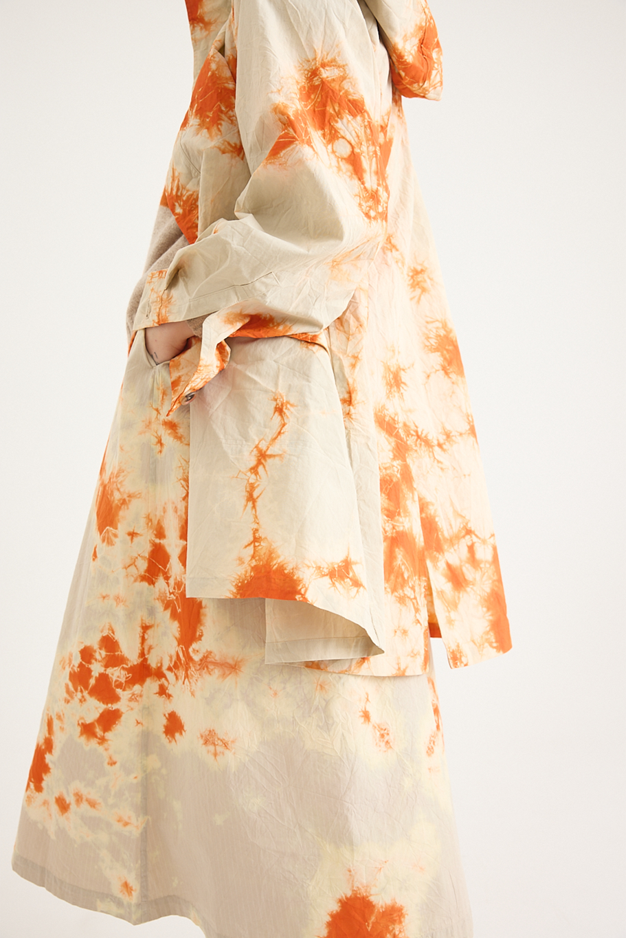 Suzusan - Cotton Nylon Hooded Long Coat