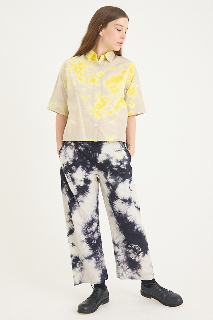 Suzusan - Cotton Nylon Wide Single-Seam Pants