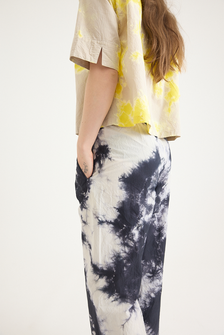 Suzusan - Cotton Nylon Wide Single-Seam Pants
