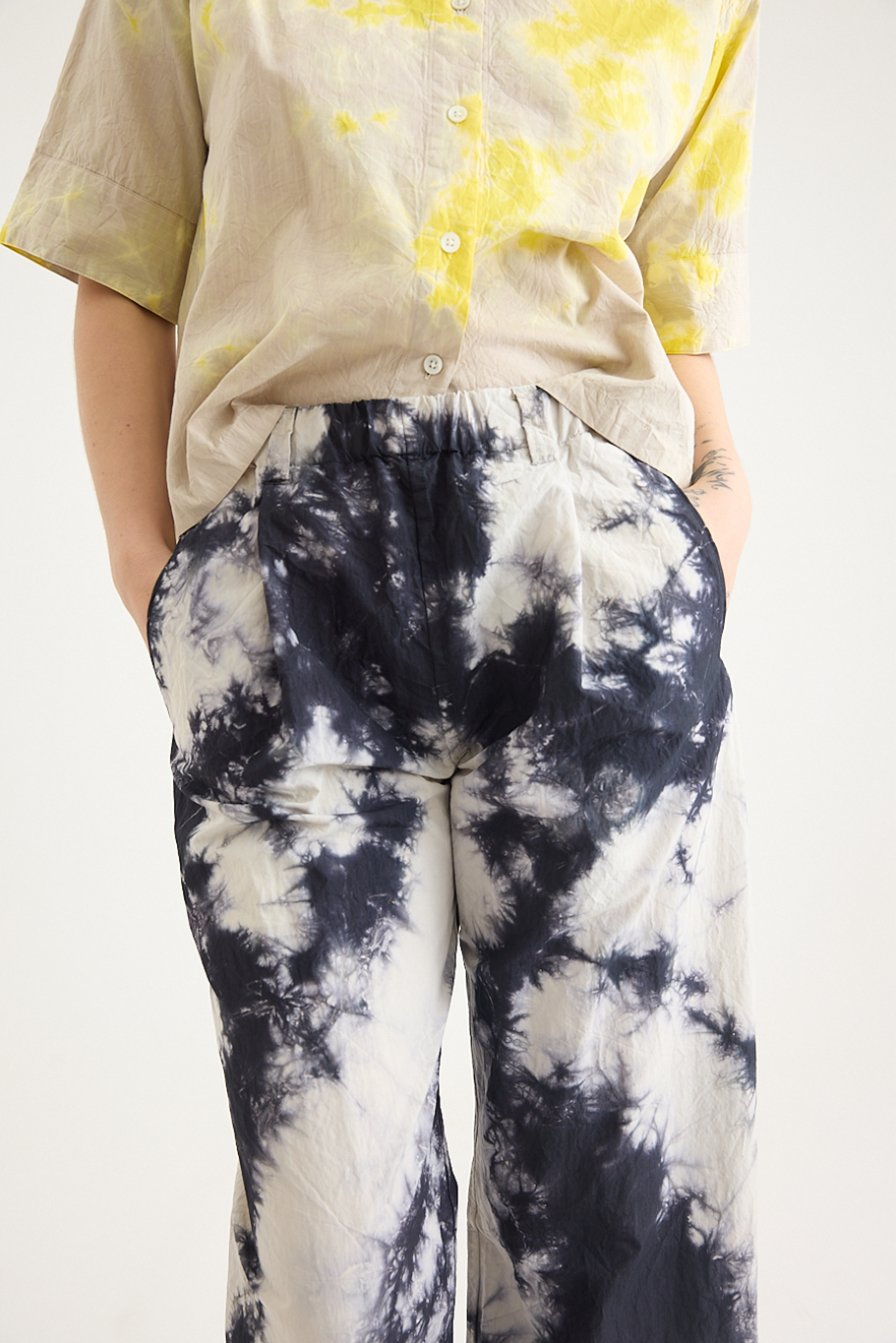 Suzusan - Cotton Nylon Wide Single-Seam Pants