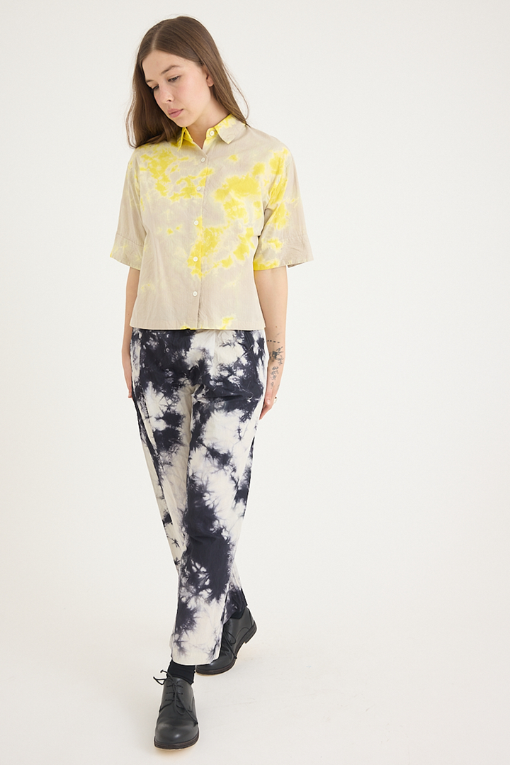 Suzusan - Cotton Nylon Wide Single-Seam Pants