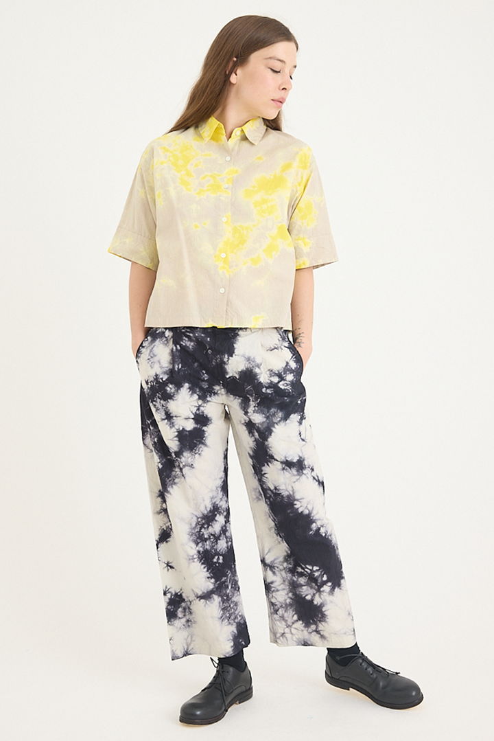Suzusan - Cotton Pin Stripe Half Sleeve Blouse
