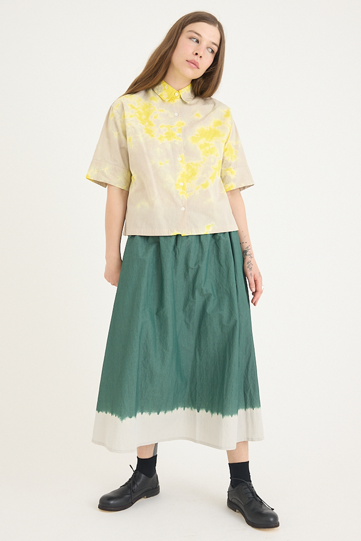 Suzusan - Cotton Pin Stripe Half Sleeve Blouse
