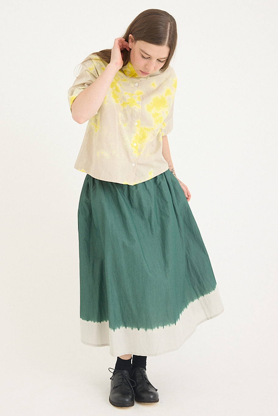 Suzusan - Cotton Pin Stripe Half Sleeve Blouse
