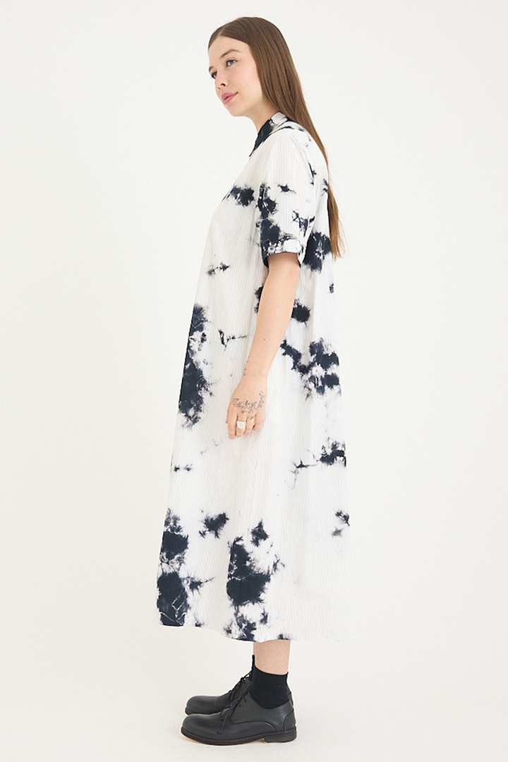 Suzusan - Cotton Pin Stripe Half Sleeve Dress