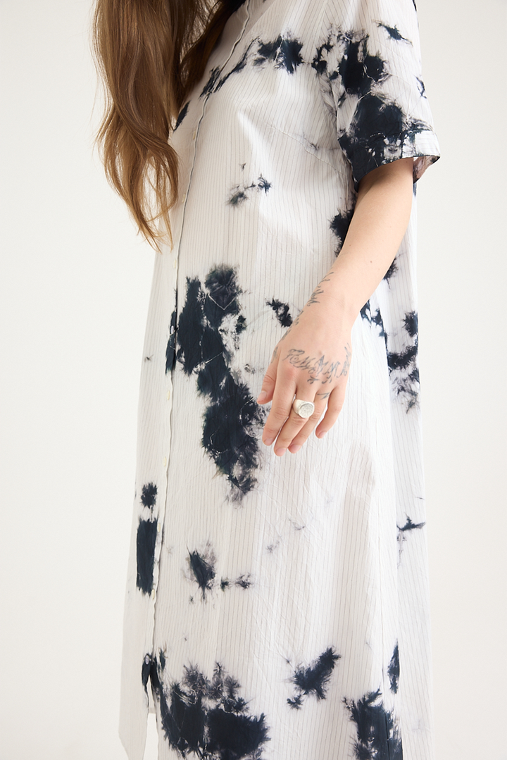 Suzusan - Cotton Pin Stripe Half Sleeve Dress