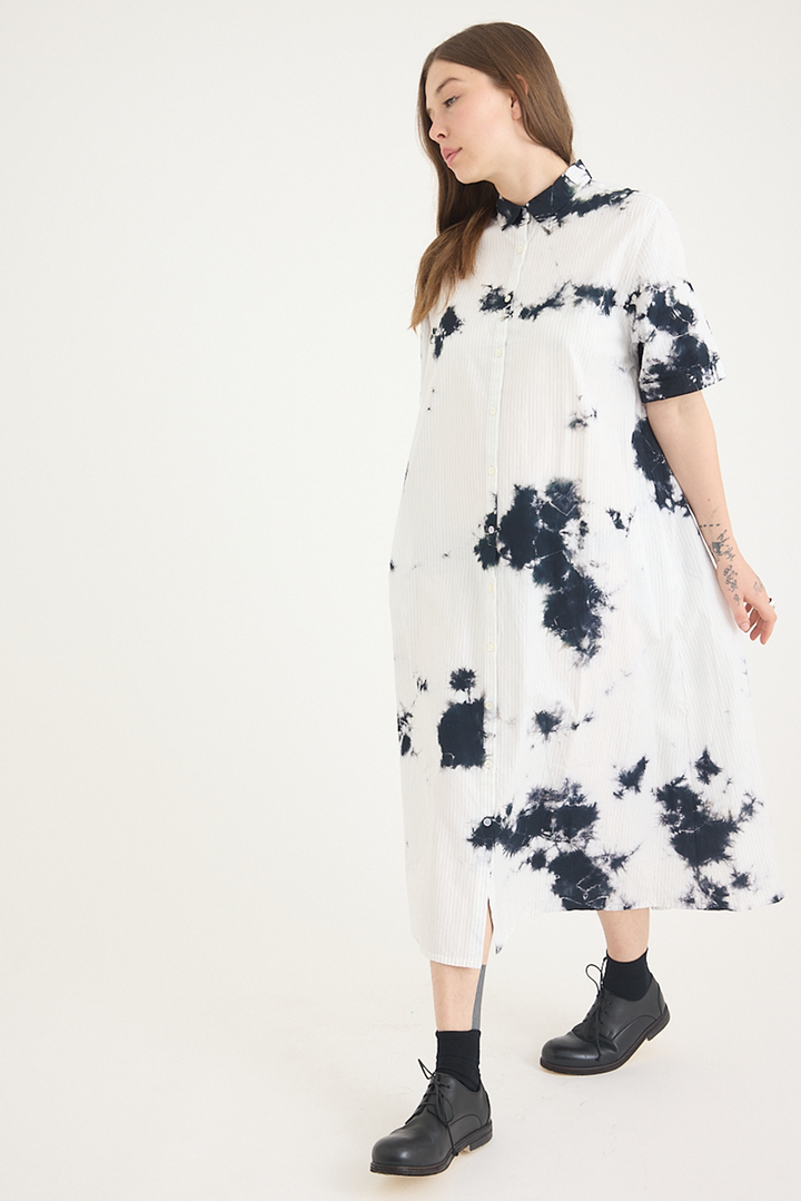 Suzusan - Cotton Pin Stripe Half Sleeve Dress