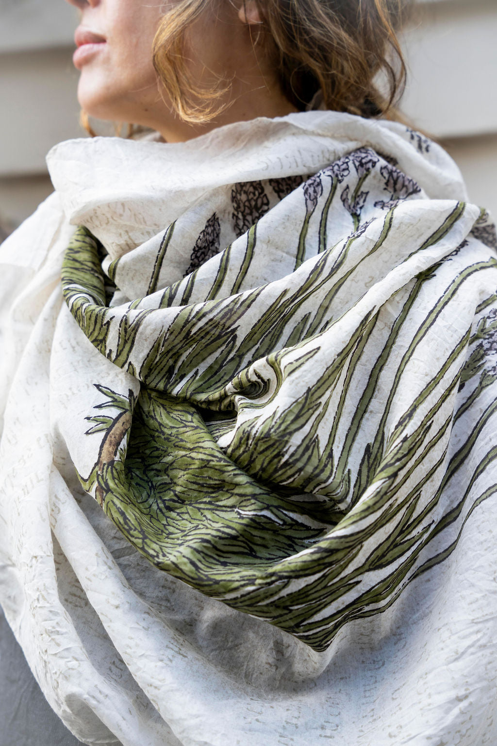 Pas de Calais - Cotton Silk Lavender Print Scarf