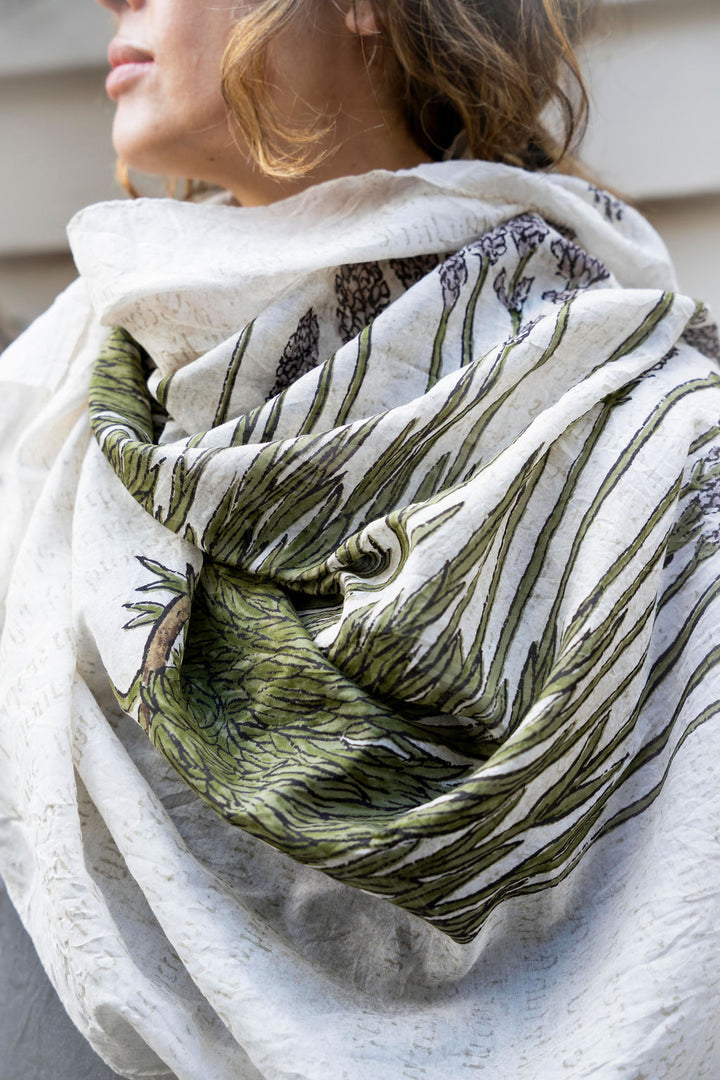 Pas de Calais - Cotton Silk Lavender Print Scarf