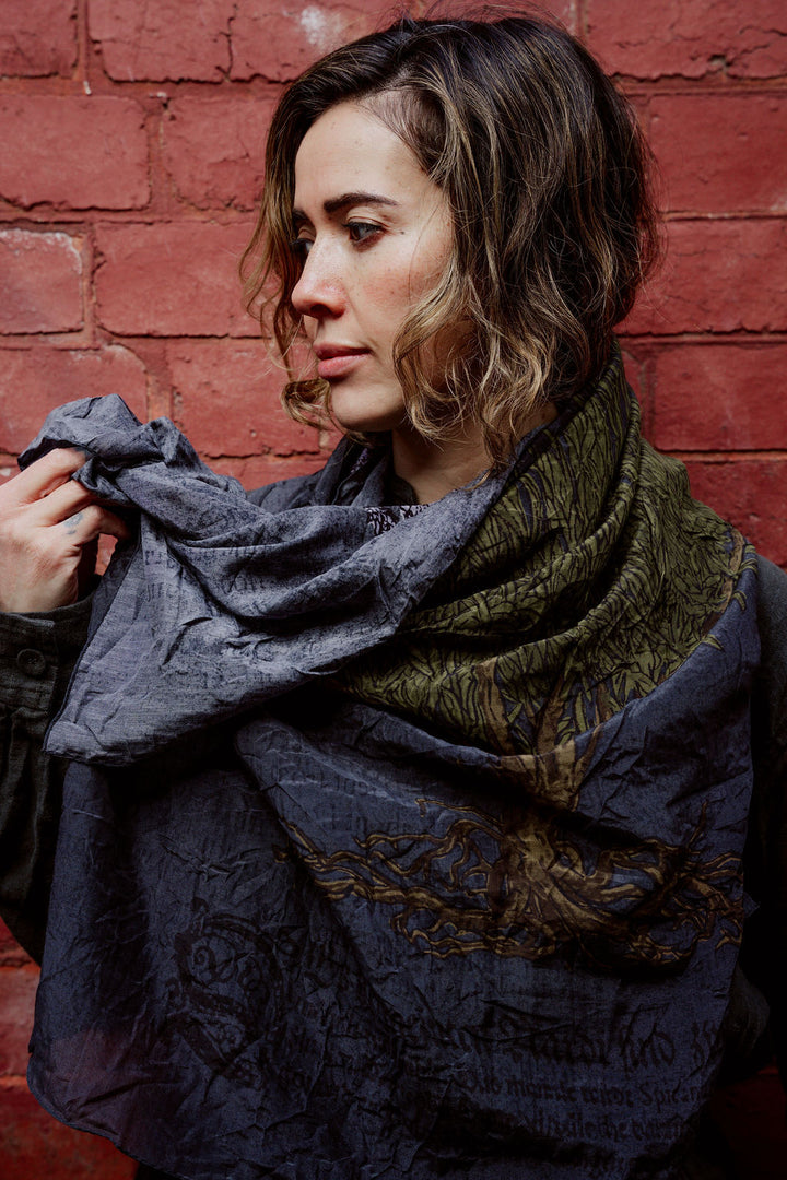 Pas de Calais - Cotton Silk Lavender Print Scarf