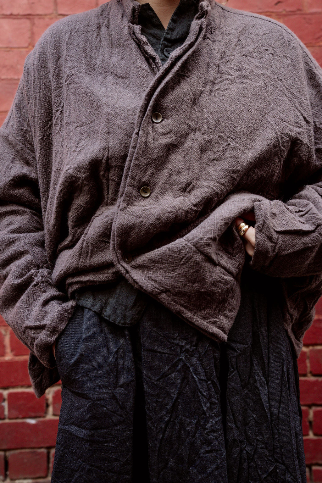 Pas de Calais - Cashmere Voile Double-Layered Collar Jacket