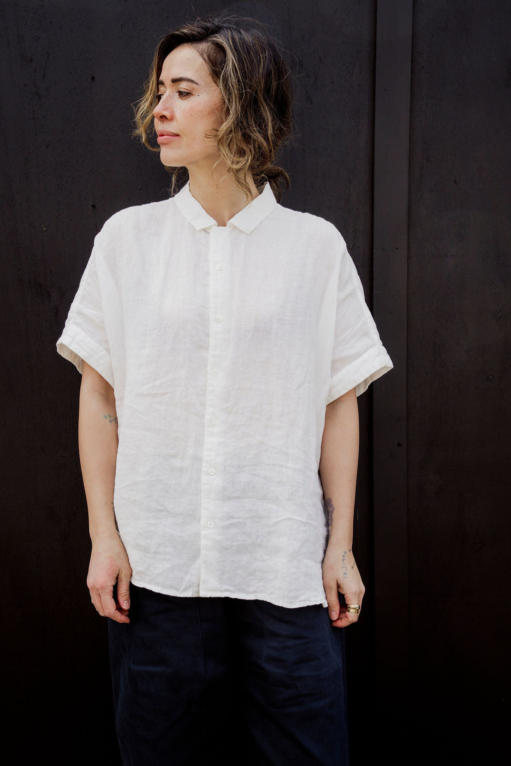 Metta - Pippi Short Sleeve Blouse - Light Linen