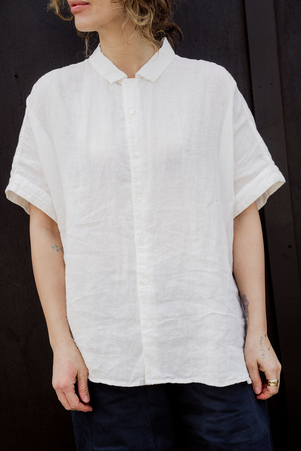 Metta - Pippi Short Sleeve Blouse - Light Linen