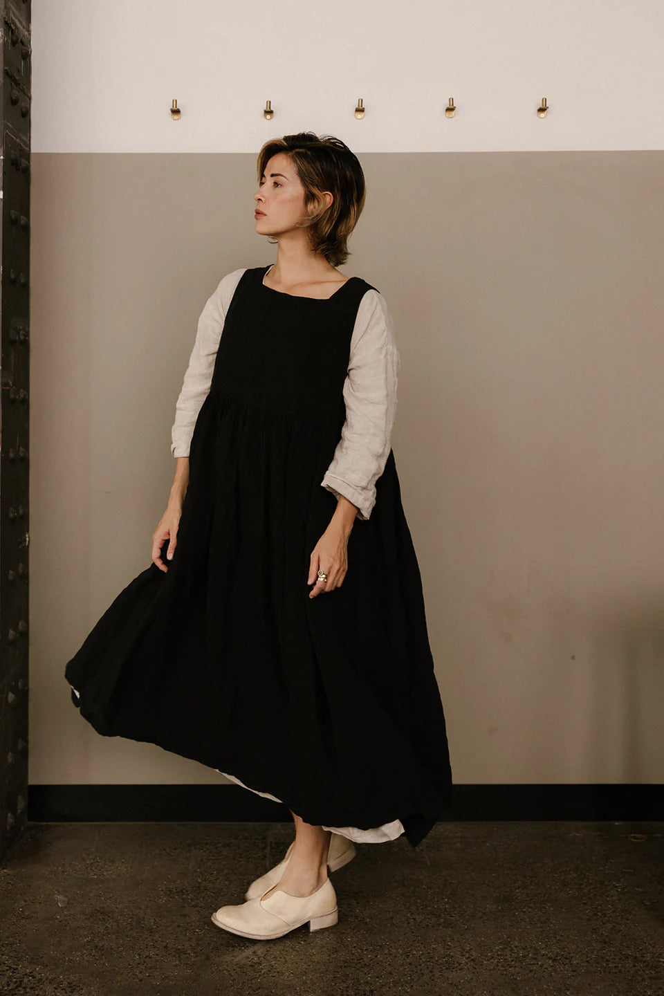Metta - Dahlia Square Neck Dress - Light Linen