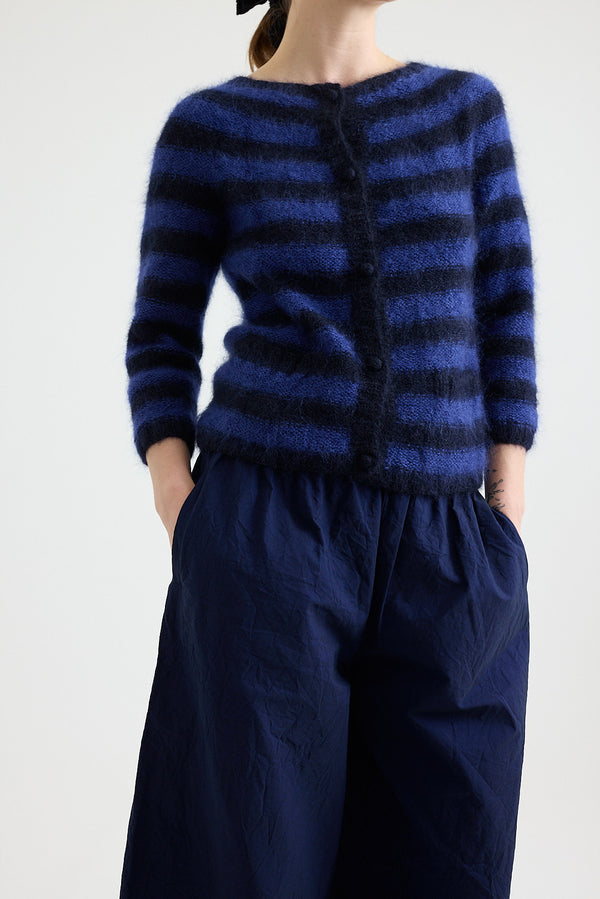 Daniela Gregis - Cardigan Piccolo Stripes - Dark Blue/Electric Blue