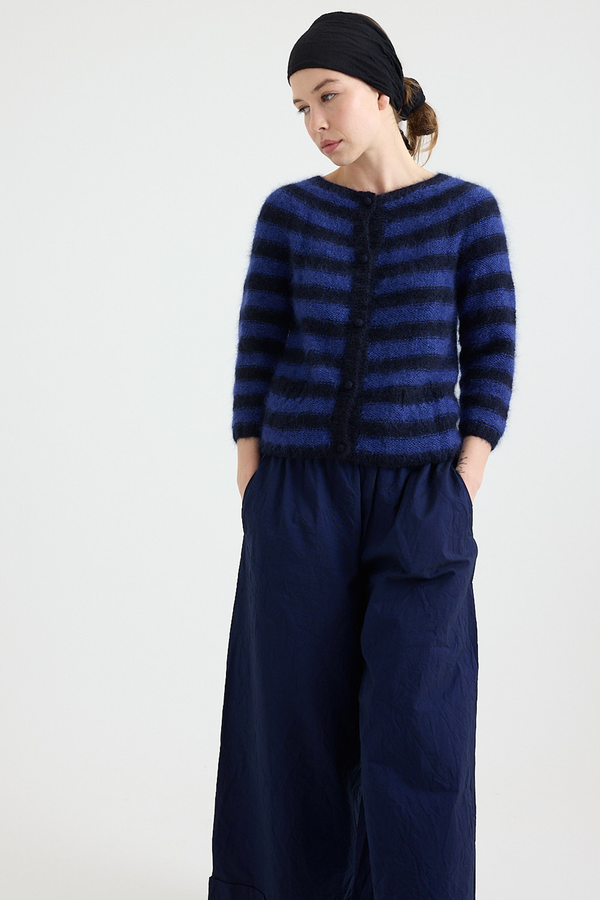Daniela Gregis - Cardigan Piccolo Stripes - Dark Blue/Electric Blue