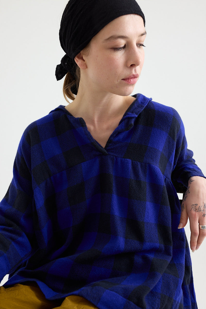 Daniela Gregis - Shirt Pittore Bianco - Dark Blue/Electric Blue - Check