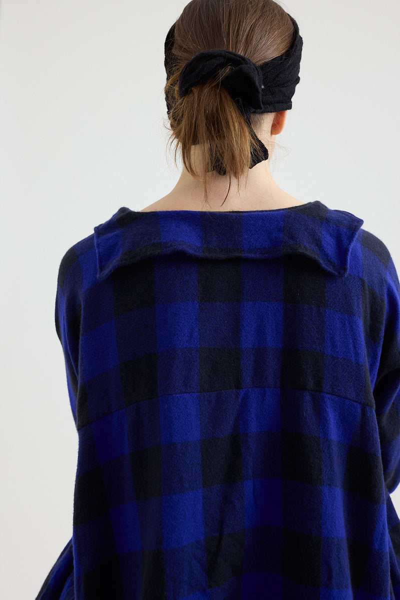 Daniela Gregis - Shirt Pittore Bianco - Dark Blue/Electric Blue - Check