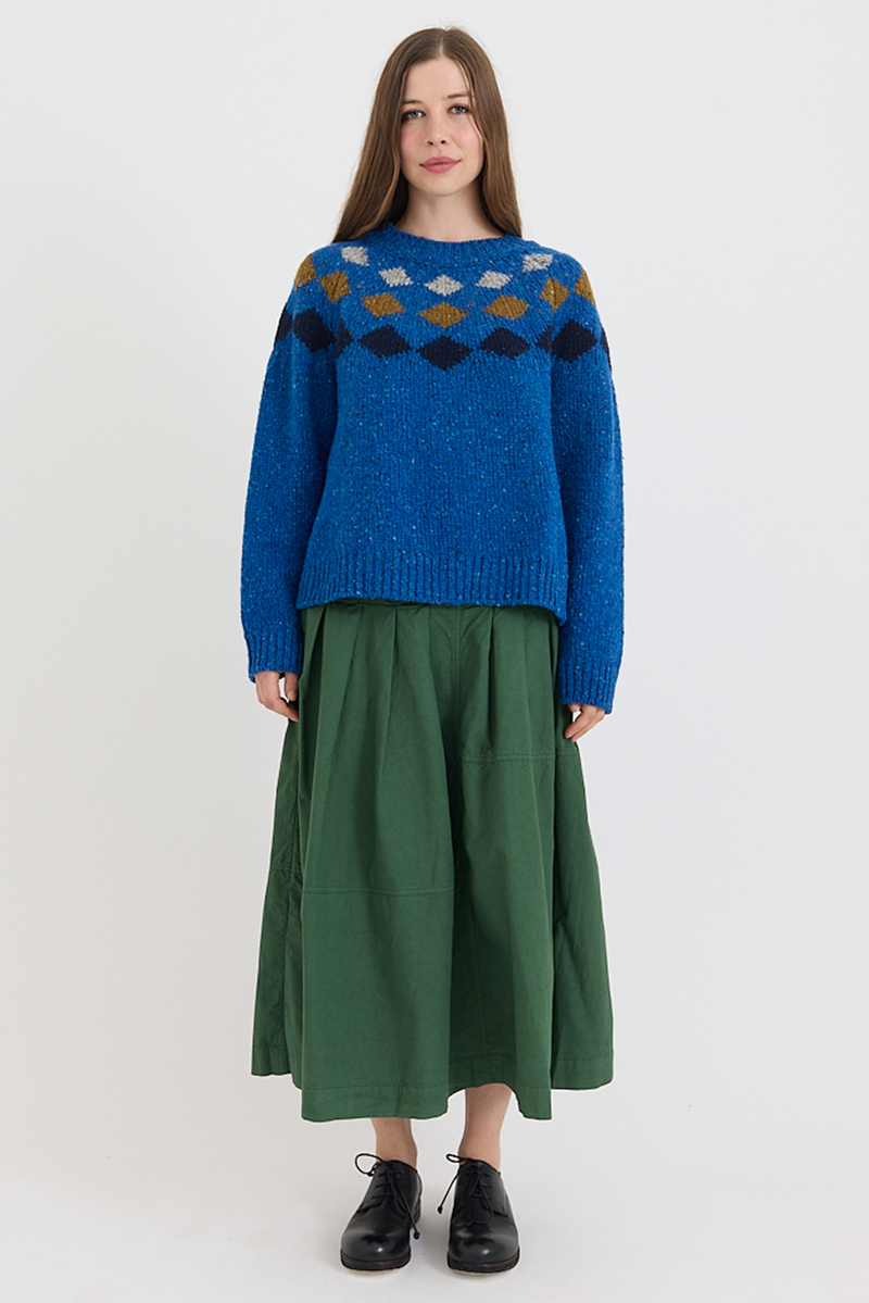 Toast - Donegal Diamond Yoke Sweater - Blue Multi