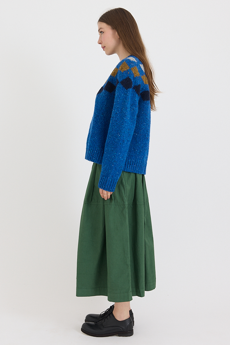 Toast - Donegal Diamond Yoke Sweater - Blue Multi