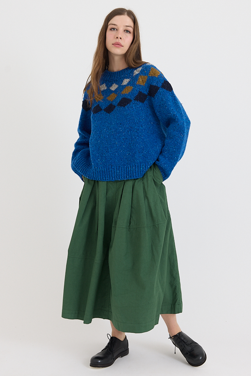 Toast - Donegal Diamond Yoke Sweater - Blue Multi
