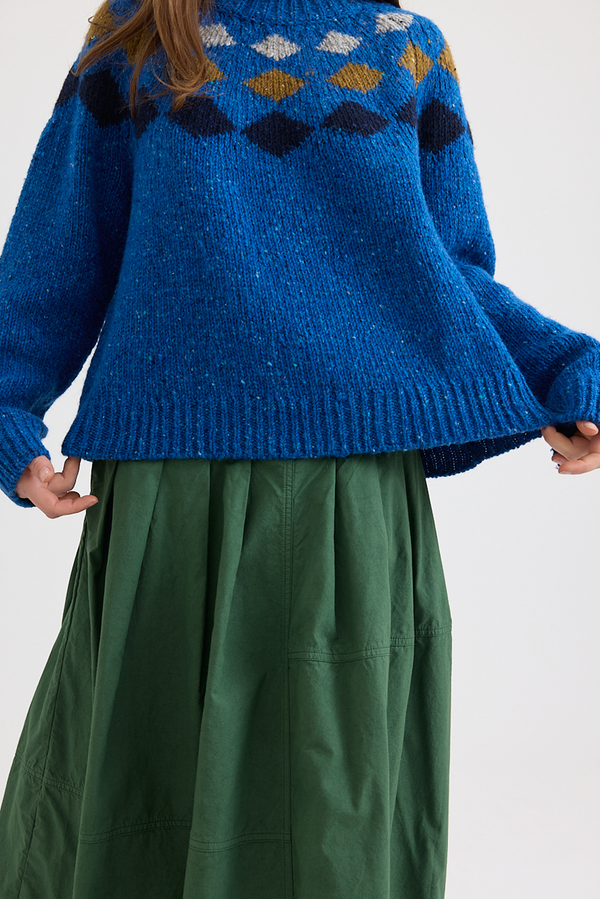 Toast - Donegal Diamond Yoke Sweater - Blue Multi