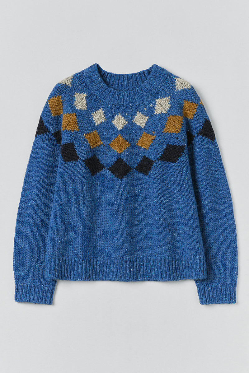 Toast - Donegal Diamond Yoke Sweater - Blue Multi