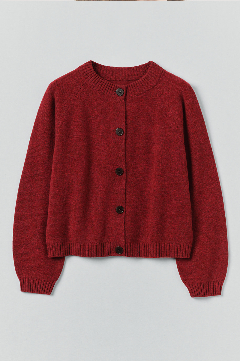 Toast - Eden Wool Cashmere Raglan Cardigan - Red Sorrel