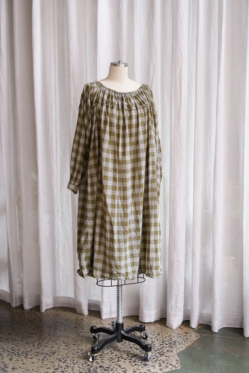 Metta - Elle Gathered Dress - Cotton Voile Check