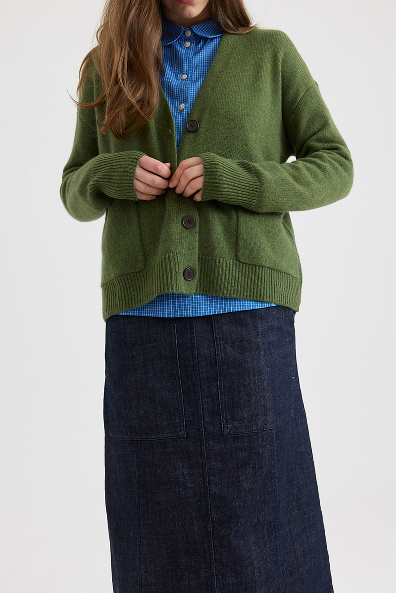 Toast - Ffion Wool Cashmere Boxy Cardigan - Lawn Green