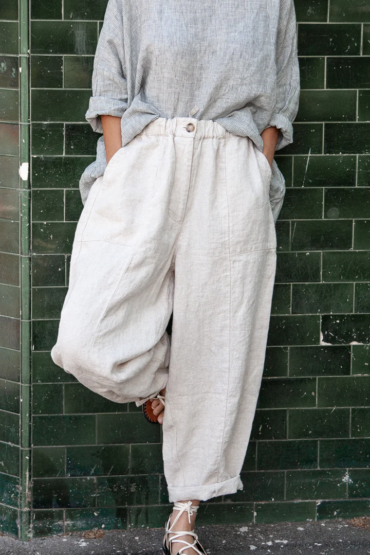 Metta - Frankie Peg Pant with Zipper - Mid Weight Linen