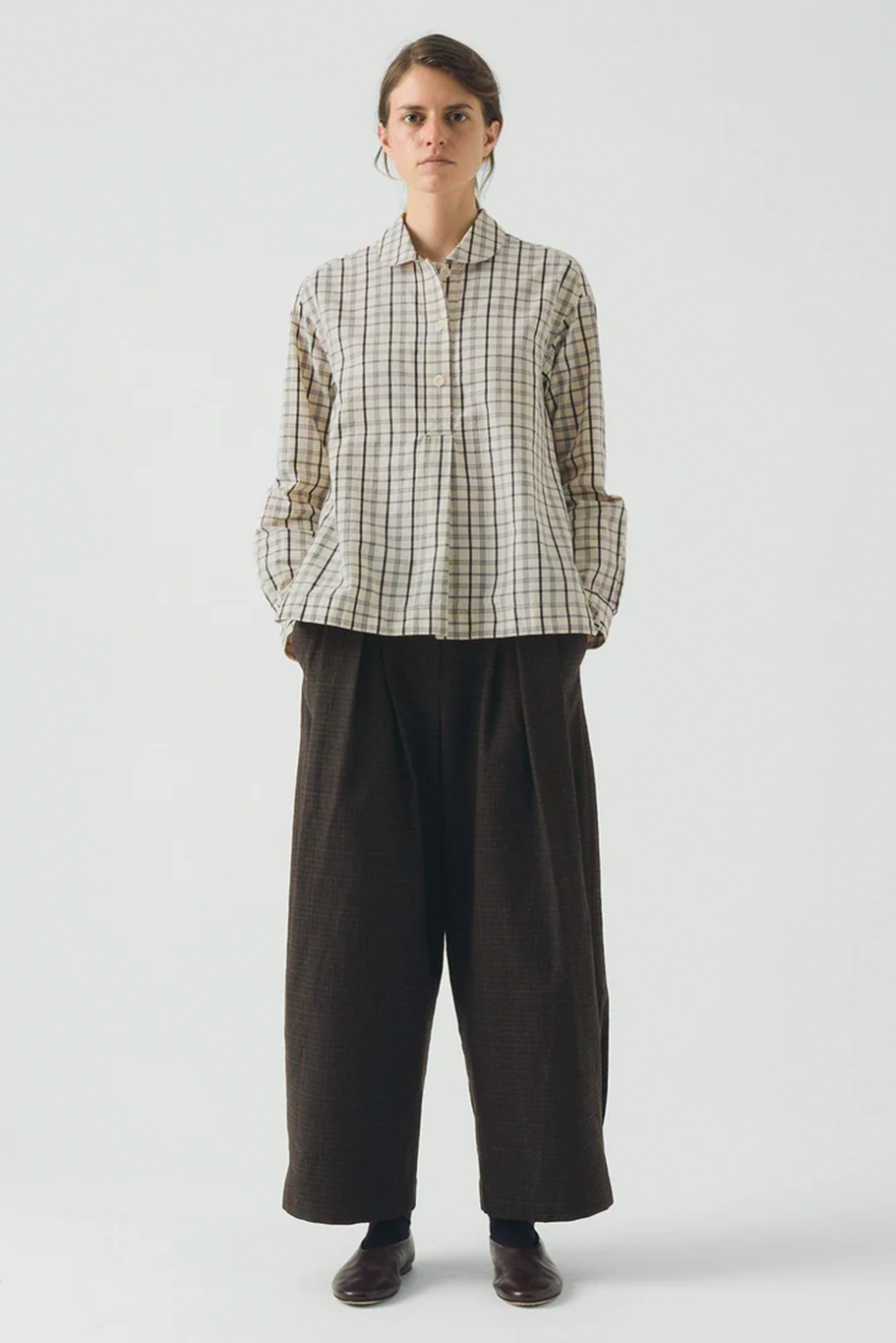 Toast - Half Placket Check Cotton Shirt