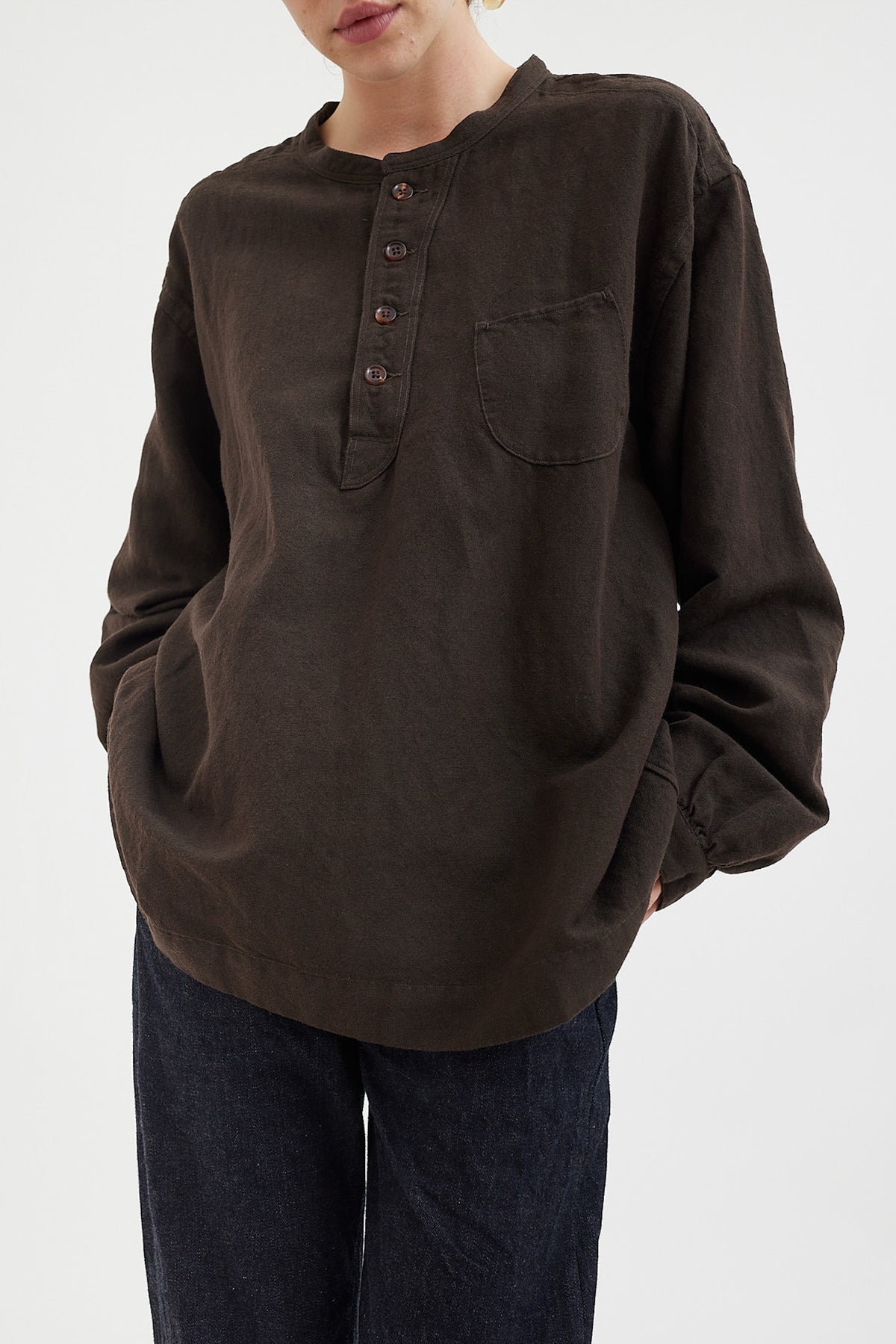 トップス KAVAL Round neck blouse HenryNeckBlouse-Khaki-1_1200x.