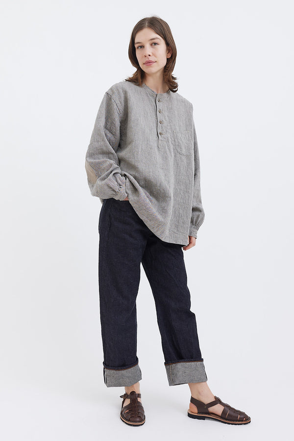 Kaval - Henry Neck Blouse Linen - Grey