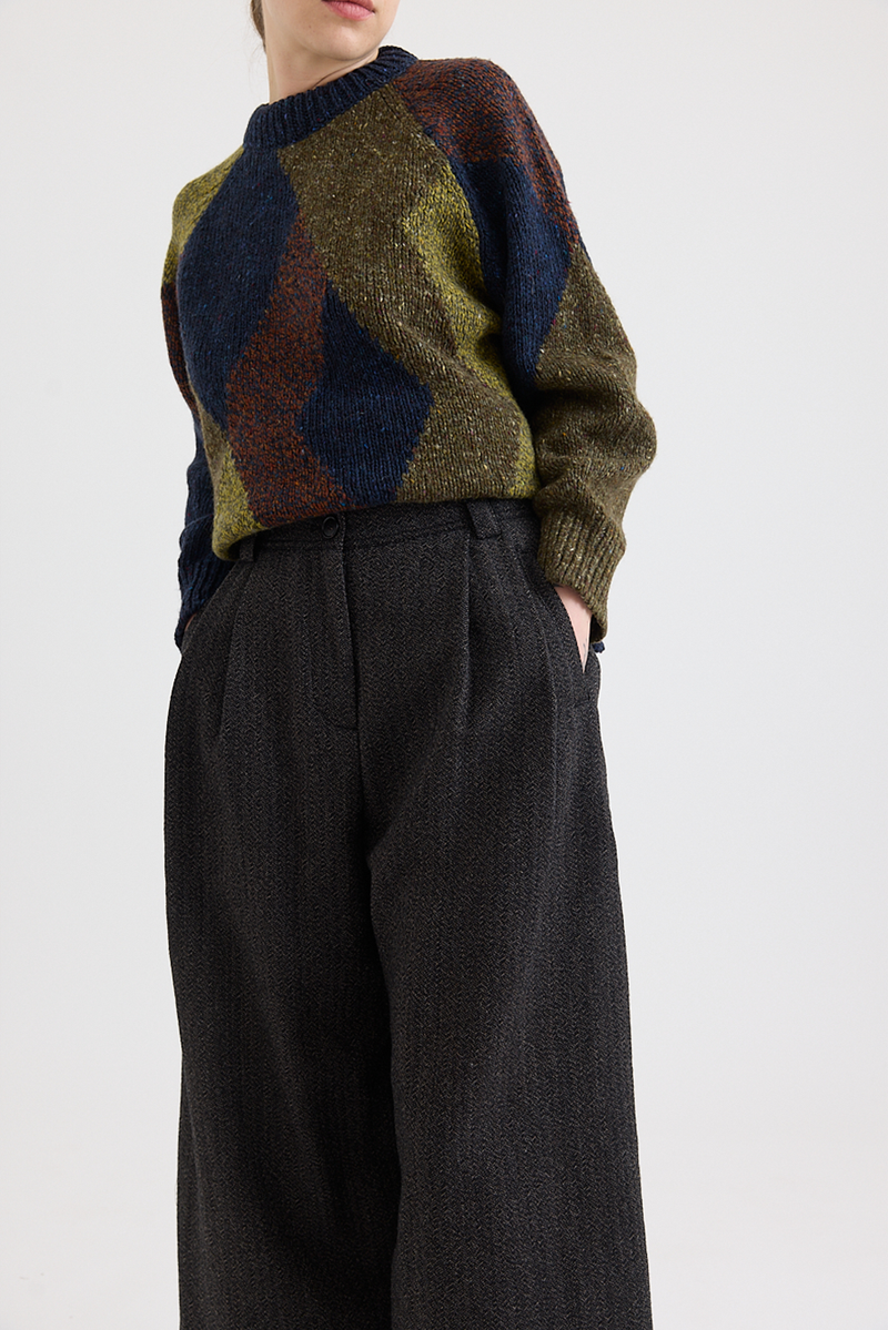 Toast - Wool Broken Herringbone Pleat Front Trousers