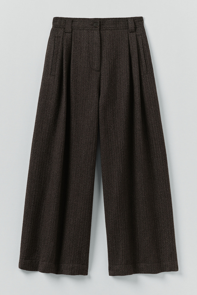 Toast - Wool Broken Herringbone Pleat Front Trousers