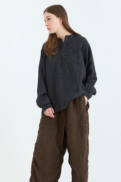 Kaval - Henry Neck Blouse - Washed Linen