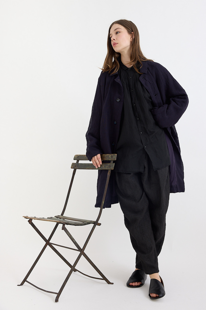 Kaval - Dohcchu coat - Linen Gauze  Dark Navy