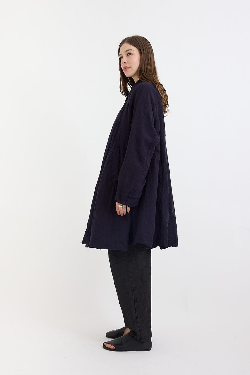 Kaval - Dohcchu coat - Linen Gauze  Dark Navy