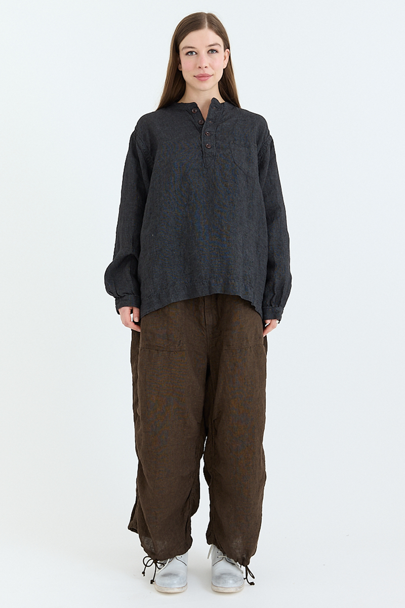 Kaval - Henry Neck Blouse - Washed Linen